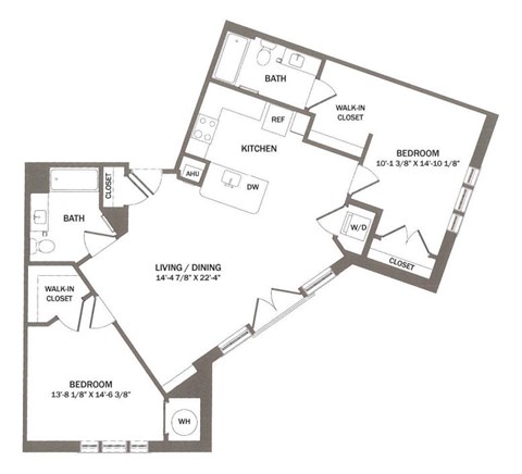 A black and white image of a house floor plan.